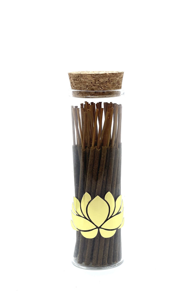 Thin Incense in Gold Lotus Container