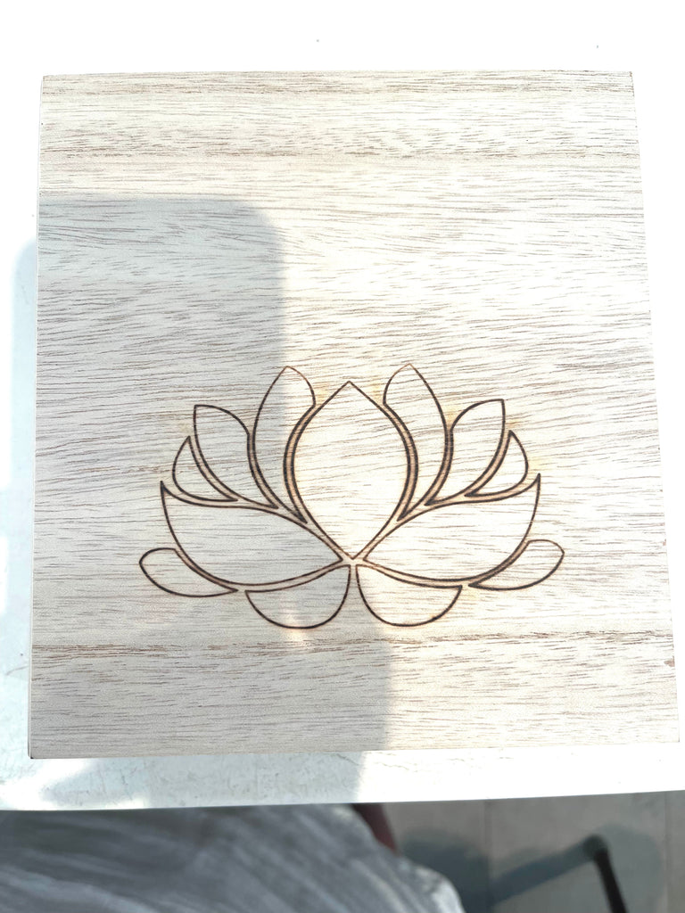 Wooden Box with Lotus 9”x12”